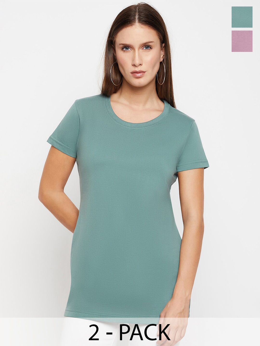 

Okane Pack Of 2 Round Neck Regular Fit T-shirt, Green