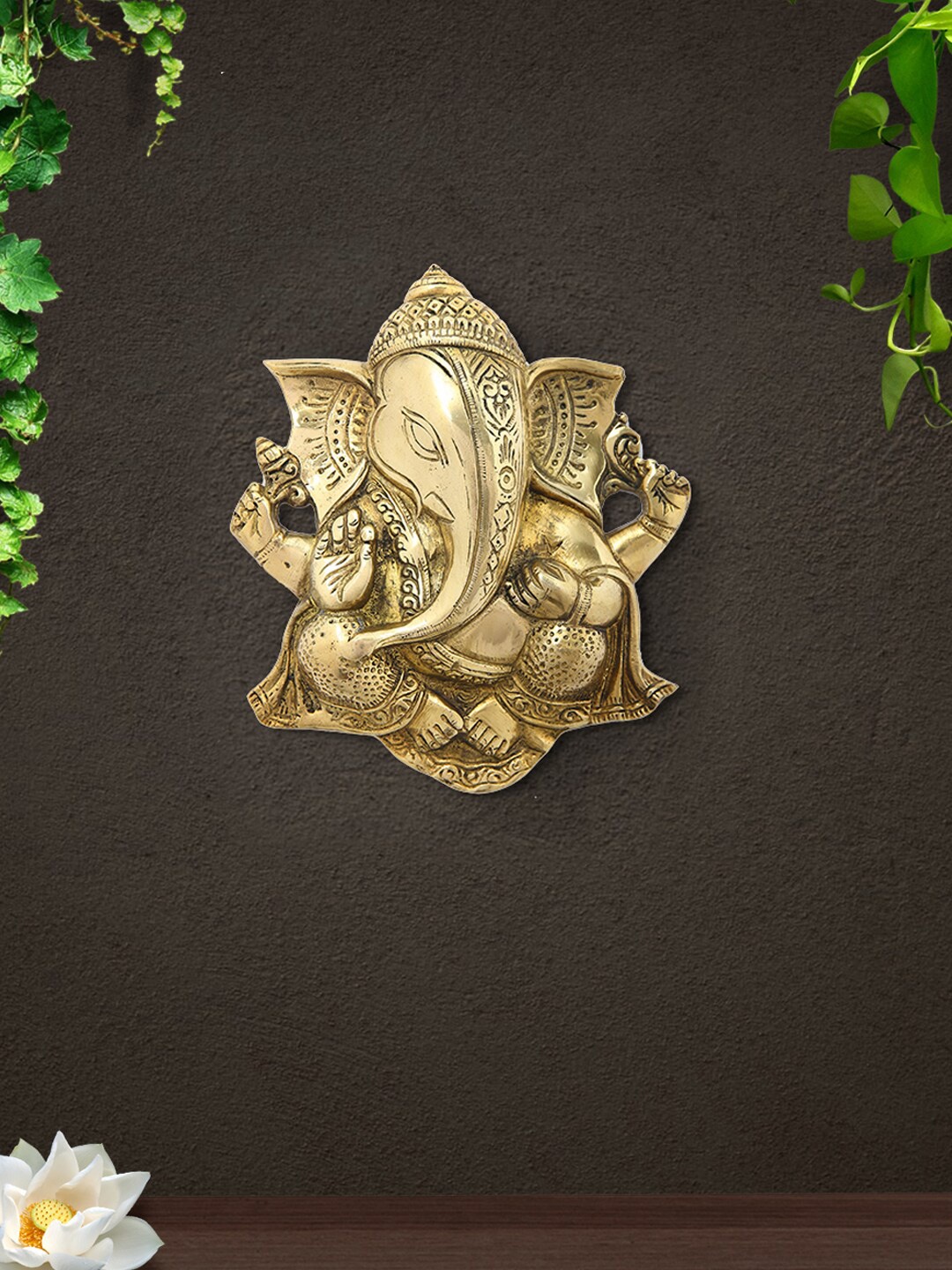 

Imli Street Golden Ganesha Brass Spiritual Wall Decor, Gold