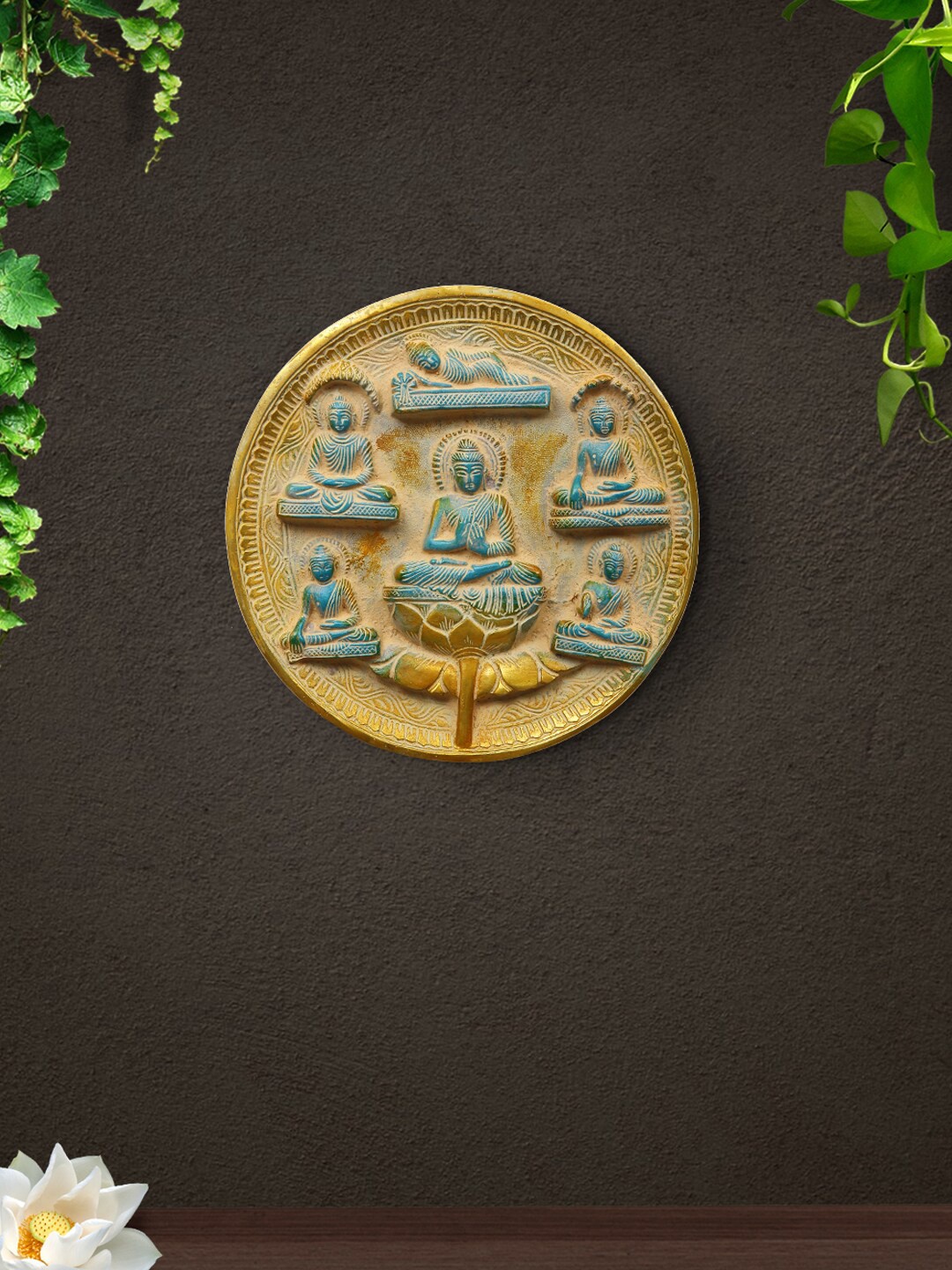 

Imli Street Gold Toned & Blue Buddha Wall Hanging Plate