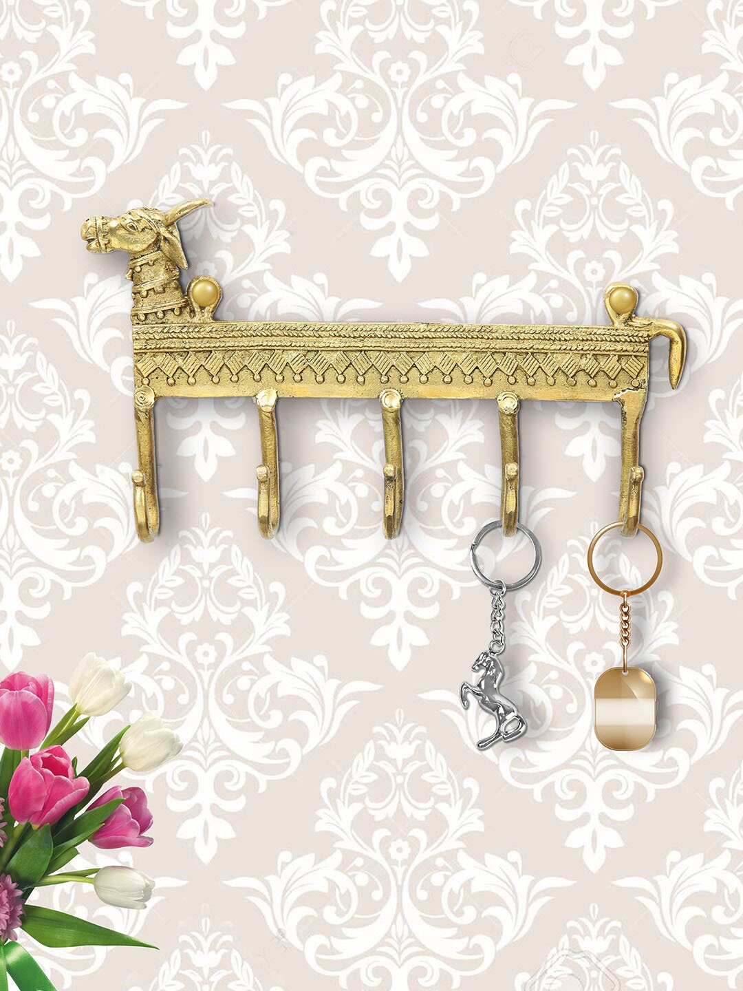 

Imli Street Gold-Toned Nandi Design Wall Decor Key Holder