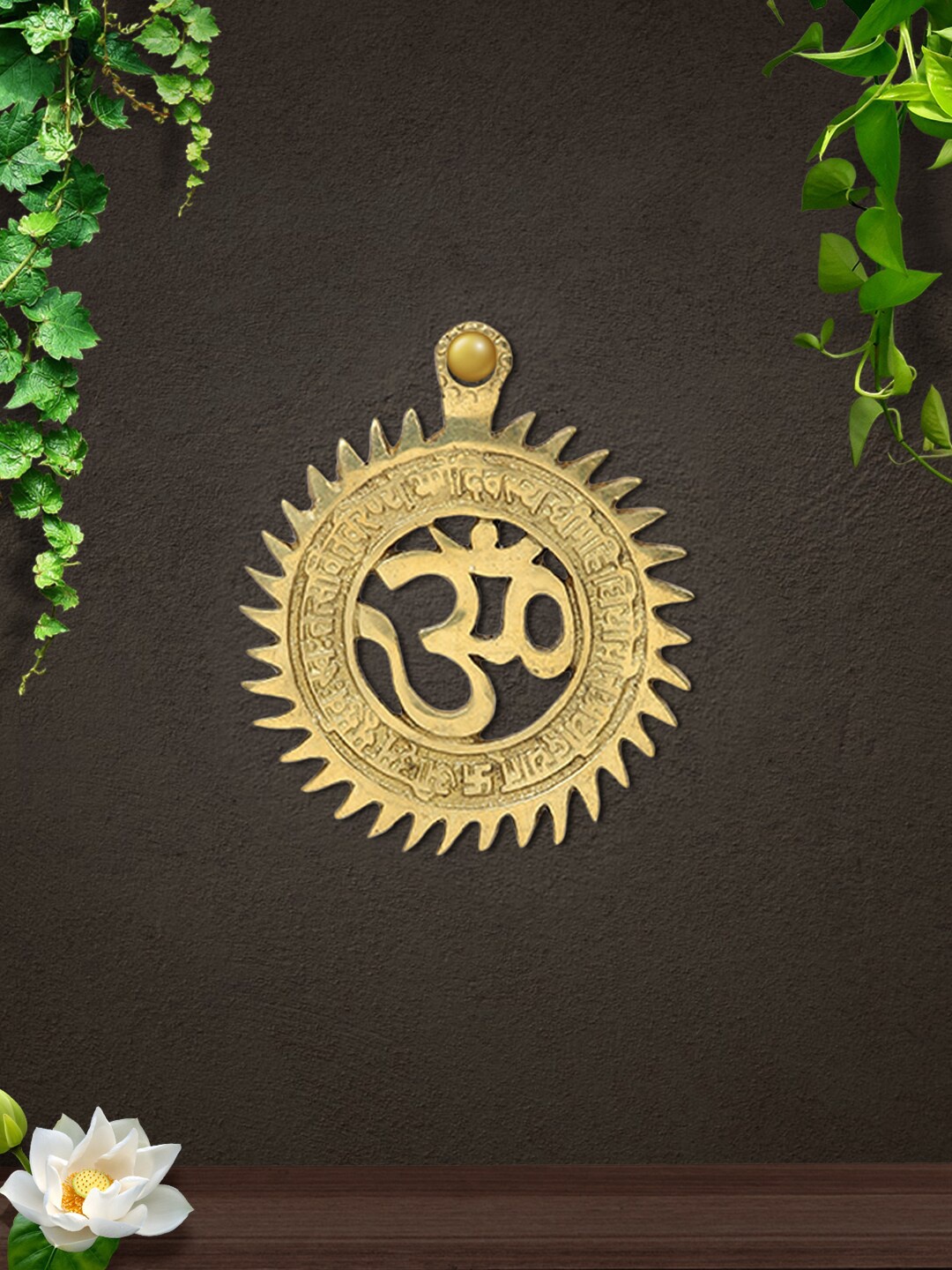 

Imli Street Gold Toned Om Gayatri Mantra Wall Hanging Plate