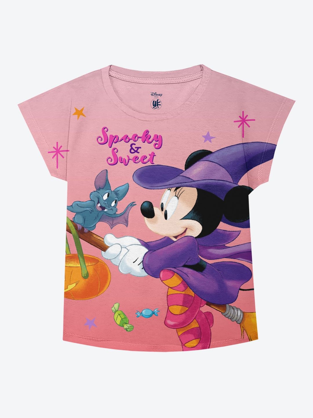 

YK Disney Girls Minnie Mouse Printed Regular Top, Pink