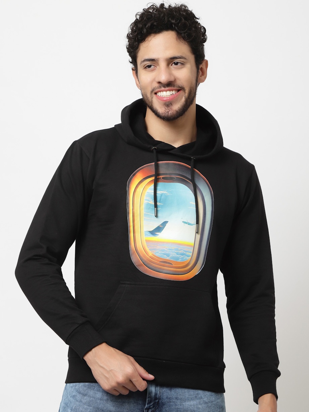 

Beetein Lamhein Graphic Printed Hooded Cotton Pullover Sweatshirt, Black