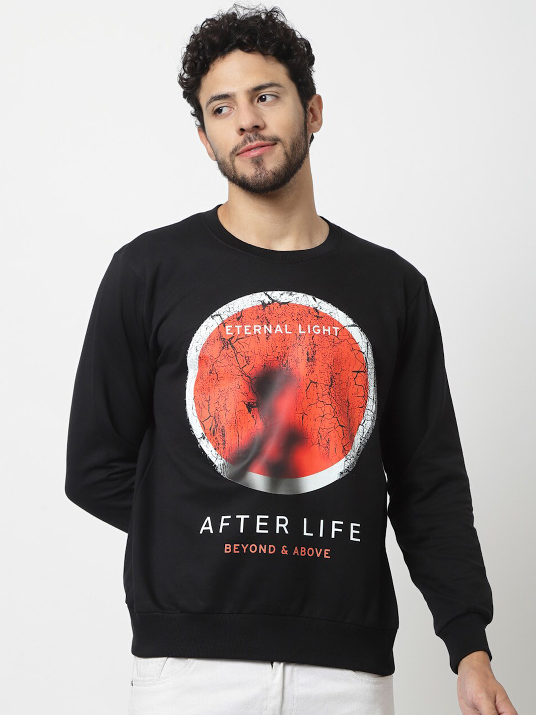 

Beetein Lamhein Graphic Printed Cotton Pullover Sweatshirt, Black