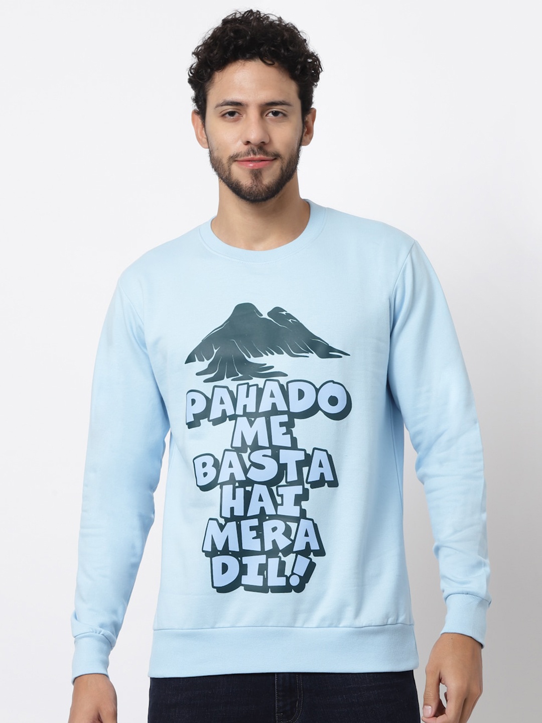 

Beetein Lamhein Graphic Printed Hooded Cotton Pullover, Blue