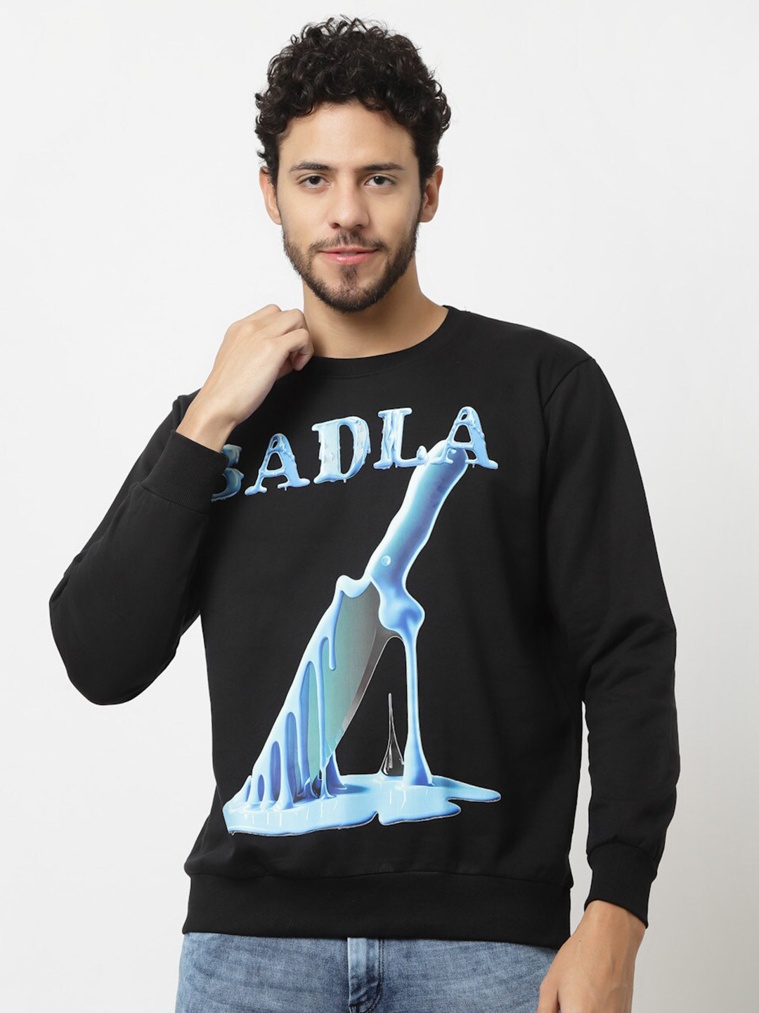 

Beetein Lamhein Graphic Printed Hooded Cotton Pullover, Black