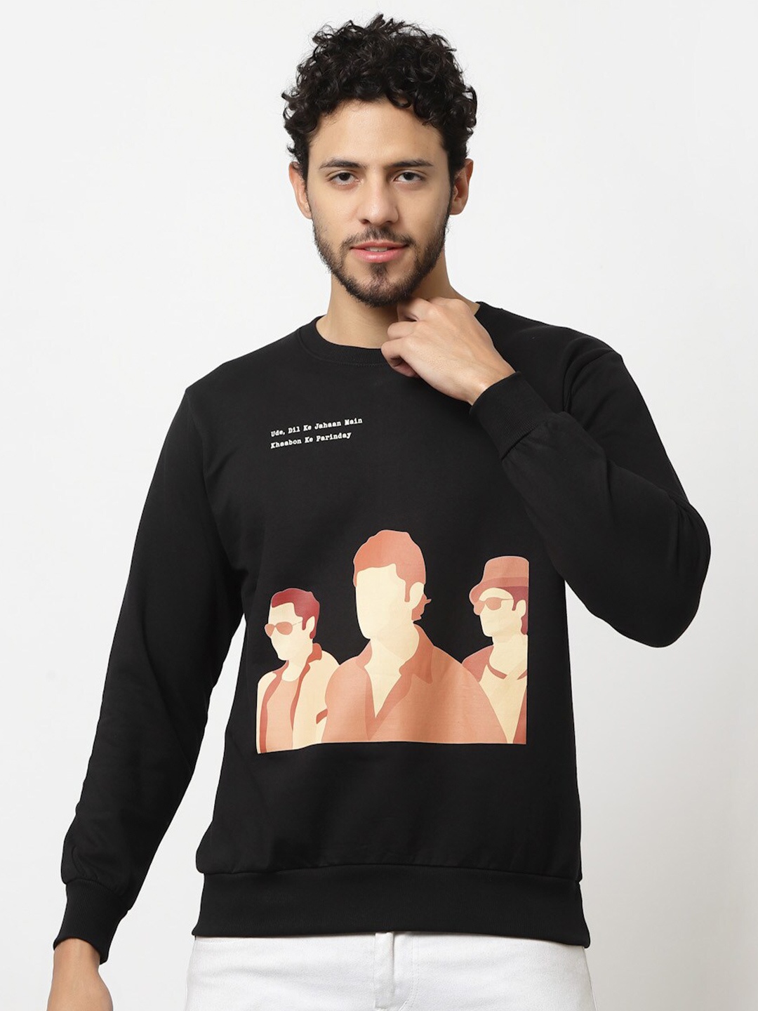 

Beetein Lamhein Graphic Printed Cotton Pullover, Black