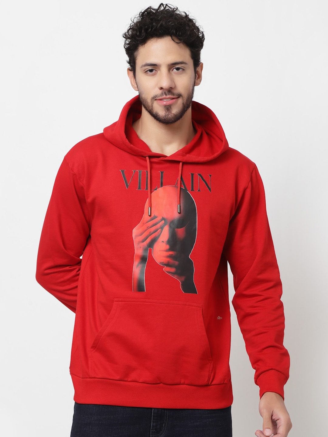 

Beetein Lamhein Graphic Printed Hooded Cotton Sweatshirt, Red