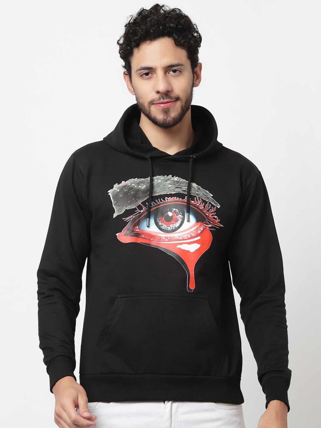 

Beetein Lamhein Graphic Printed Hooded Cotton Sweatshirt, Black