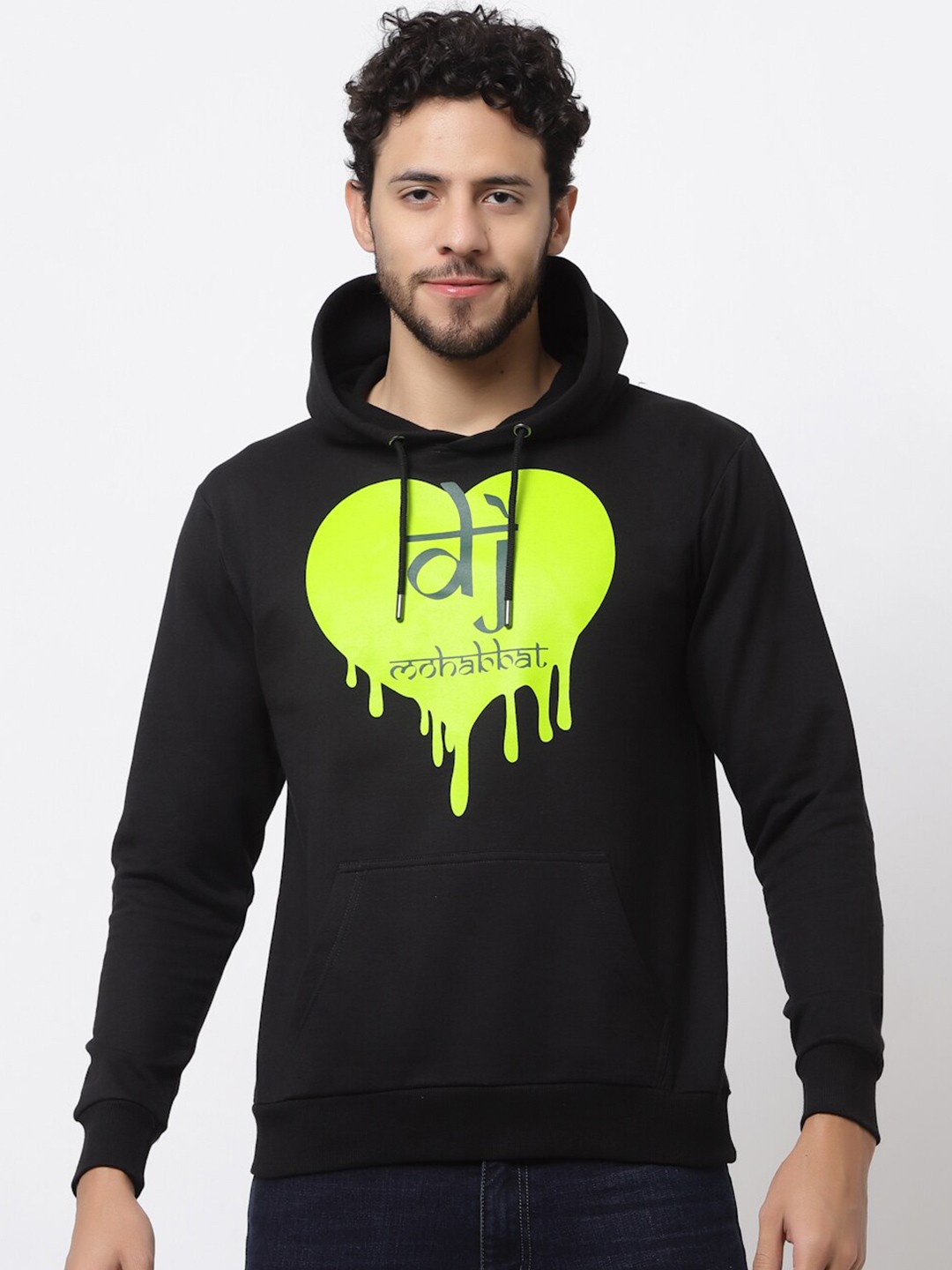 

Beetein Lamhein Graphic Printed Hooded Cotton Pullover Sweatshirt, Black