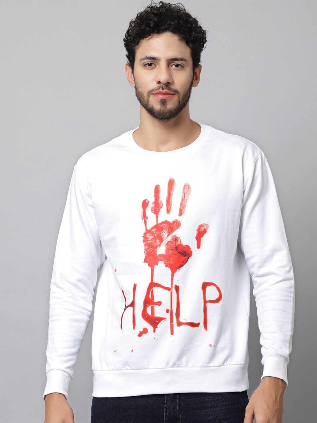 

Beetein Lamhein Graphic Printed Hooded Cotton Pullover, White