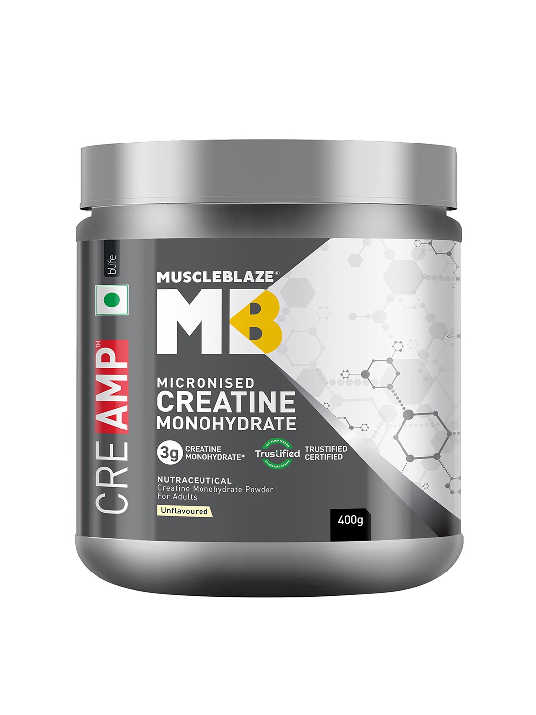 

MuscleBlaze Creatine Monohydrate 3g Powder To Increase Strength & Power - 400g, Black