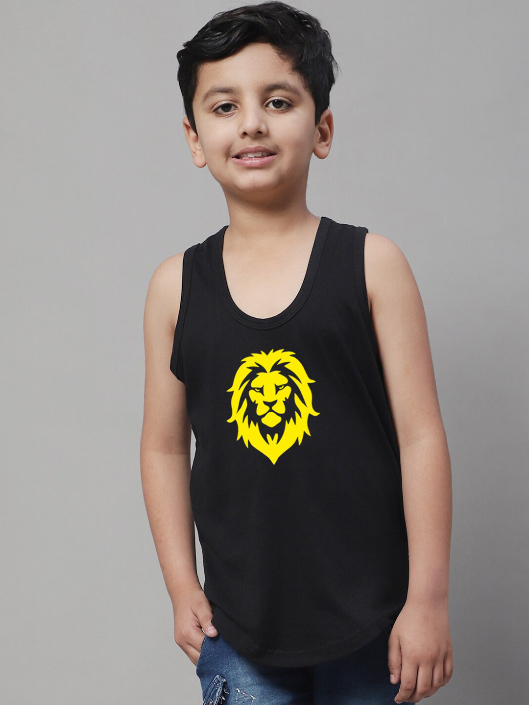 

Friskers Boys Printed Pure Cotton Innerwear Vests, Black