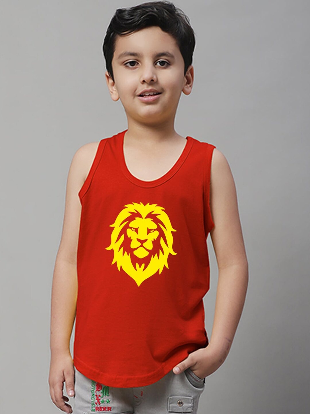 

Friskers Boys Printed Pure Cotton Innerwear Vests, Red