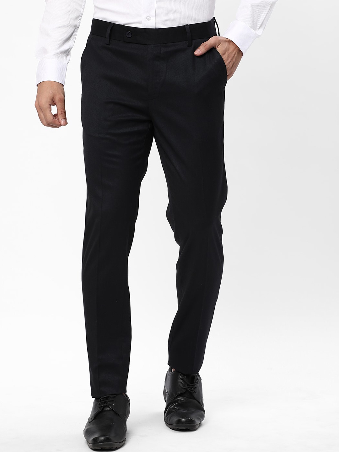 

R&B Men Slim Fit Formal Trousers, Blue