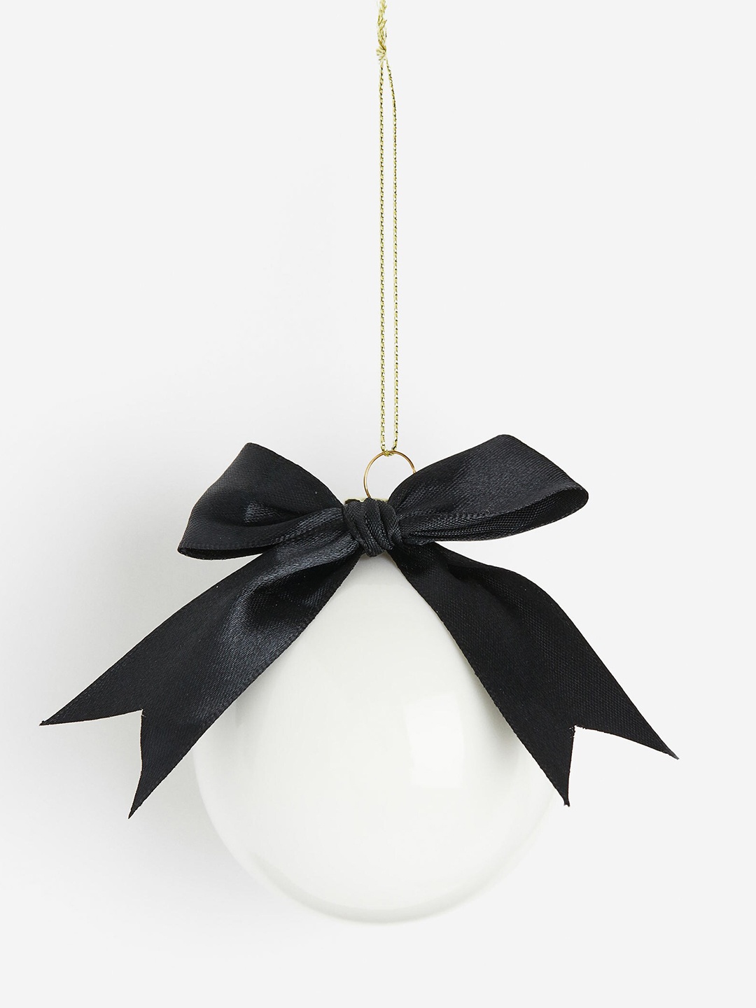 

H&M White & Black Glass Christmas Bauble With A Bow