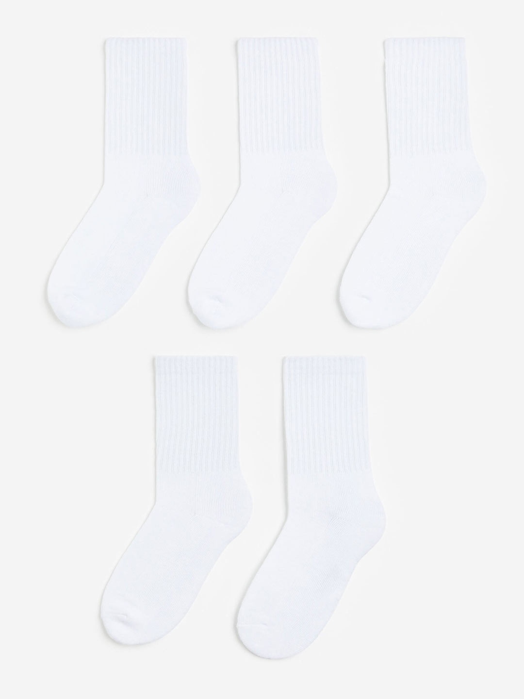 

H&M Boys 5-Pack Ribbed Socks, White