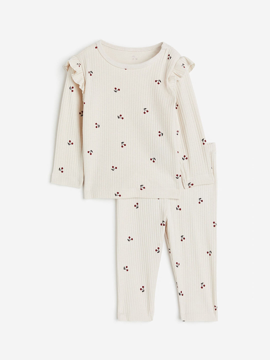 

H&M Printed Ribbed cotton set, Beige