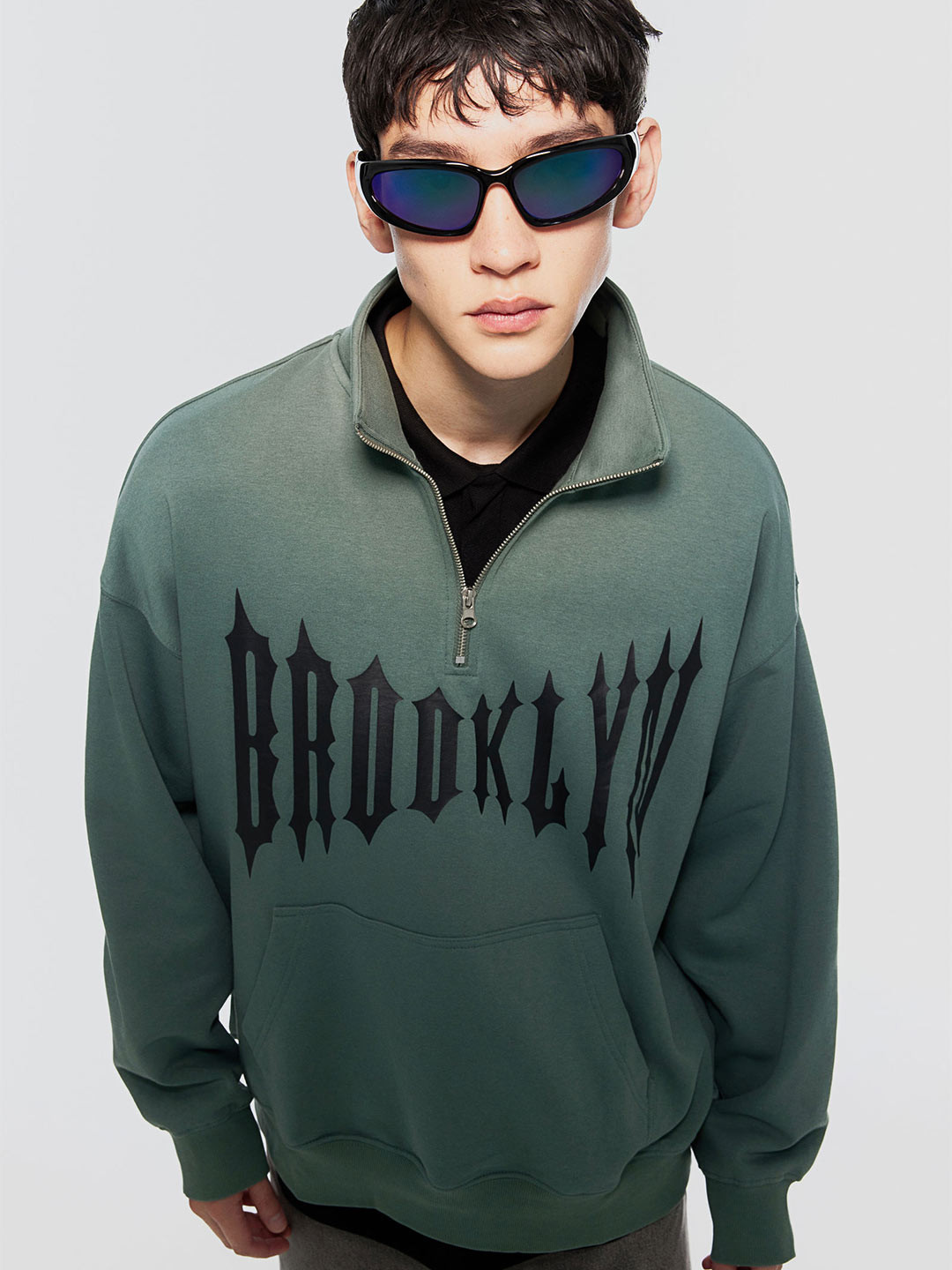 

H&M Oversized Zip-Top Sweatshirt, Green