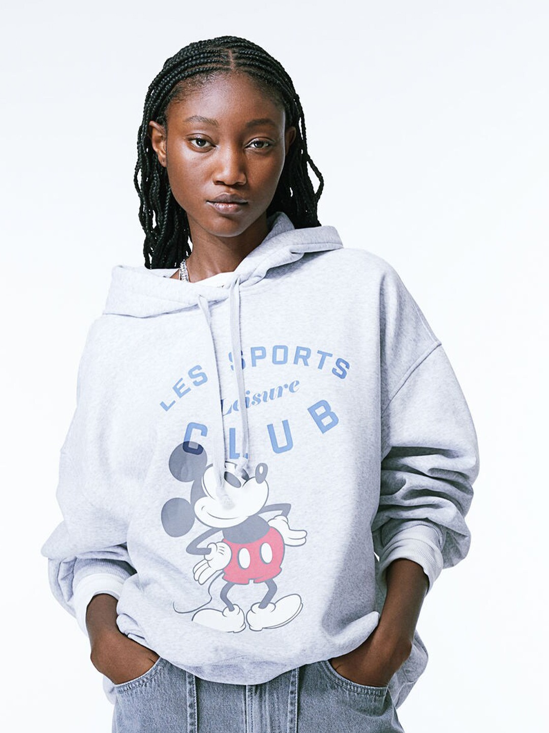 

H&M Oversized Print-Motif Hoodie, Grey