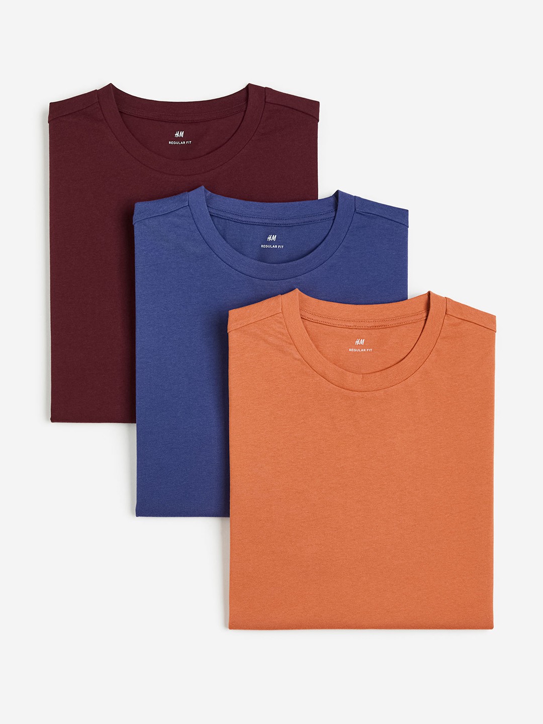 

H&M Men 3-Pack Regular Fit Round-Neck T-Shirts, Maroon