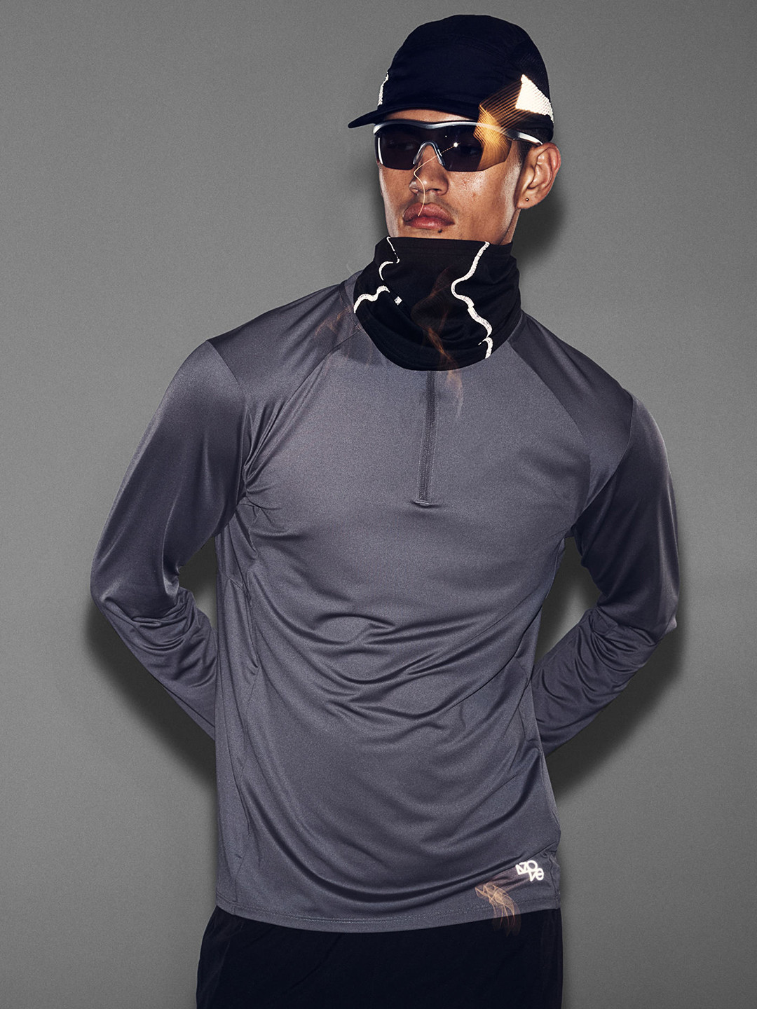 

H&M Dry Move Zip-Top Sports Top, Grey