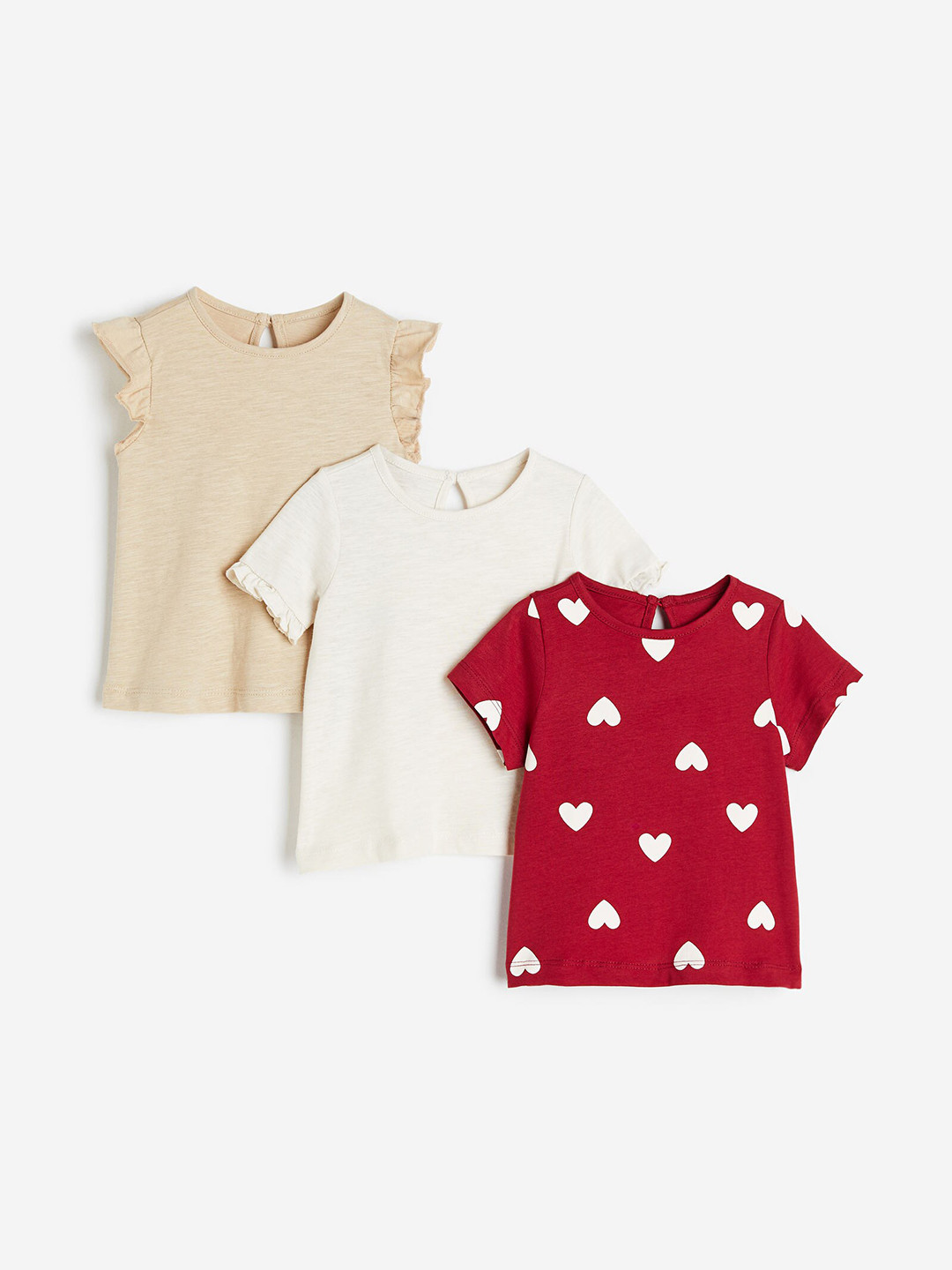 

H&M Girls 3-Pack Cotton Jersey Tops, Red
