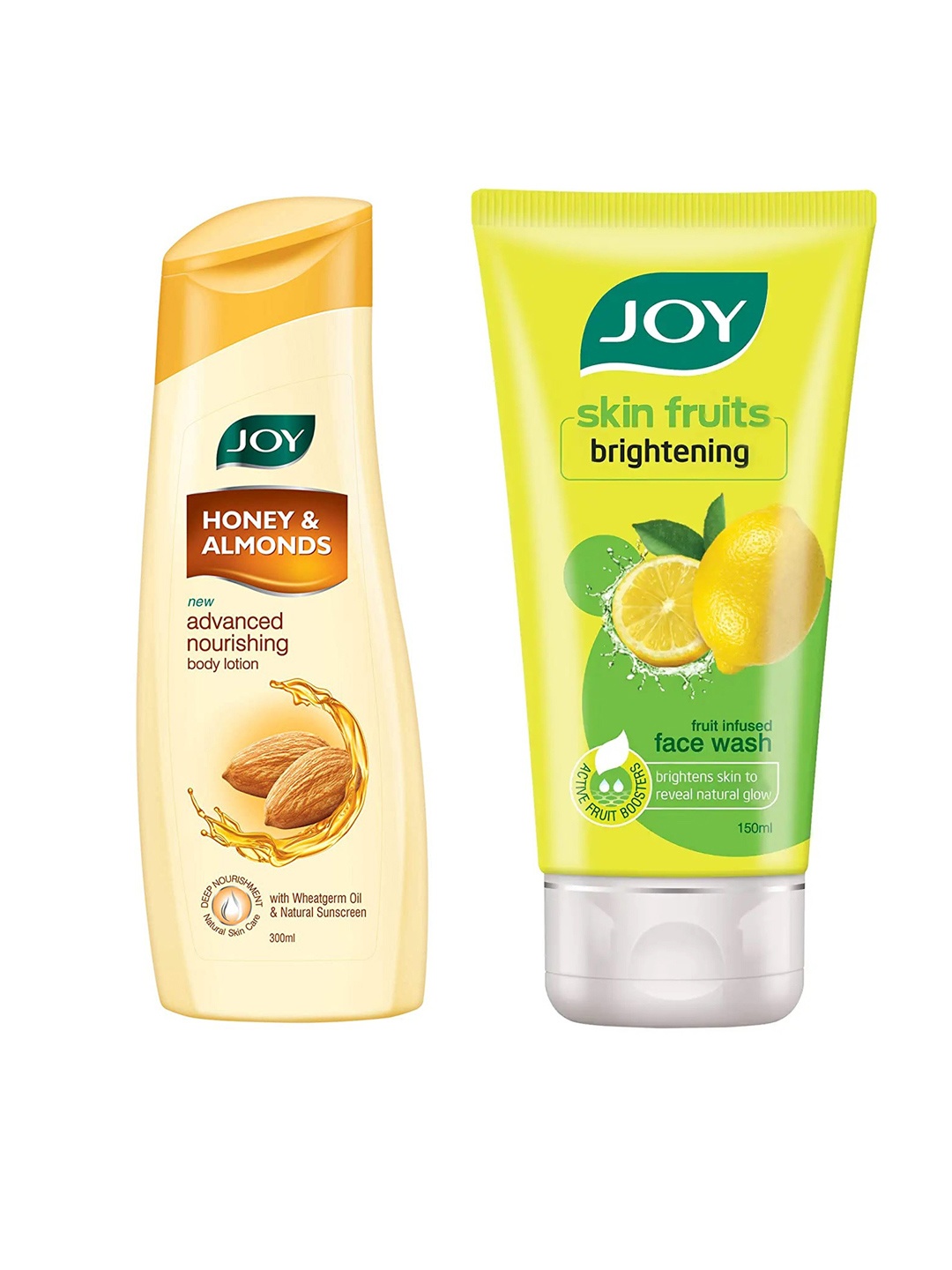 

JOY Honey & Almonds Nourishing Body Lotion 300ml With Lemon Brightening Face Wash 150ml, Orange