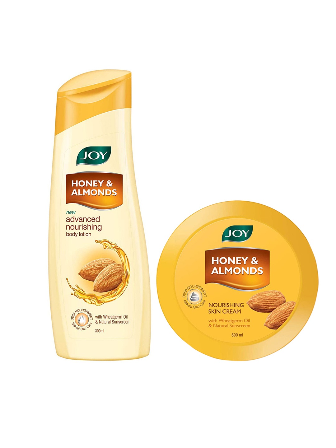 

JOY Honey & Almonds Nourishing Skin Cream 500ml & Body Lotion 300ml Combo, Orange