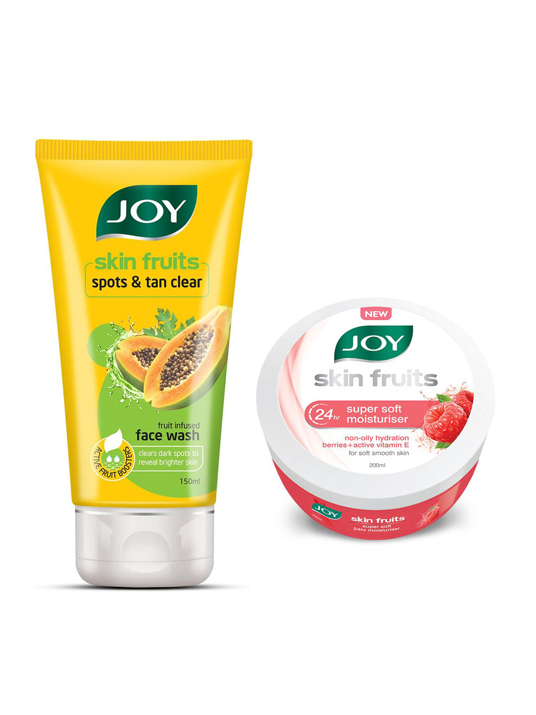 

JOY Papaya Face Wash & Super Soft Berries Face Moisturizer Combo - 150 ml + 200ml, Yellow