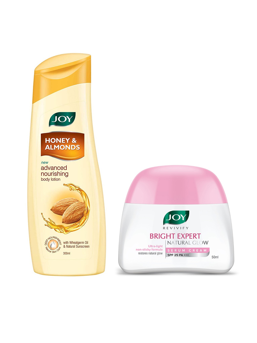 

JOY Revivify Bright Expert SPF 25 PA+++ Serum Cream 50ml & Honey Almonds Body Lotion 300ml, Pink