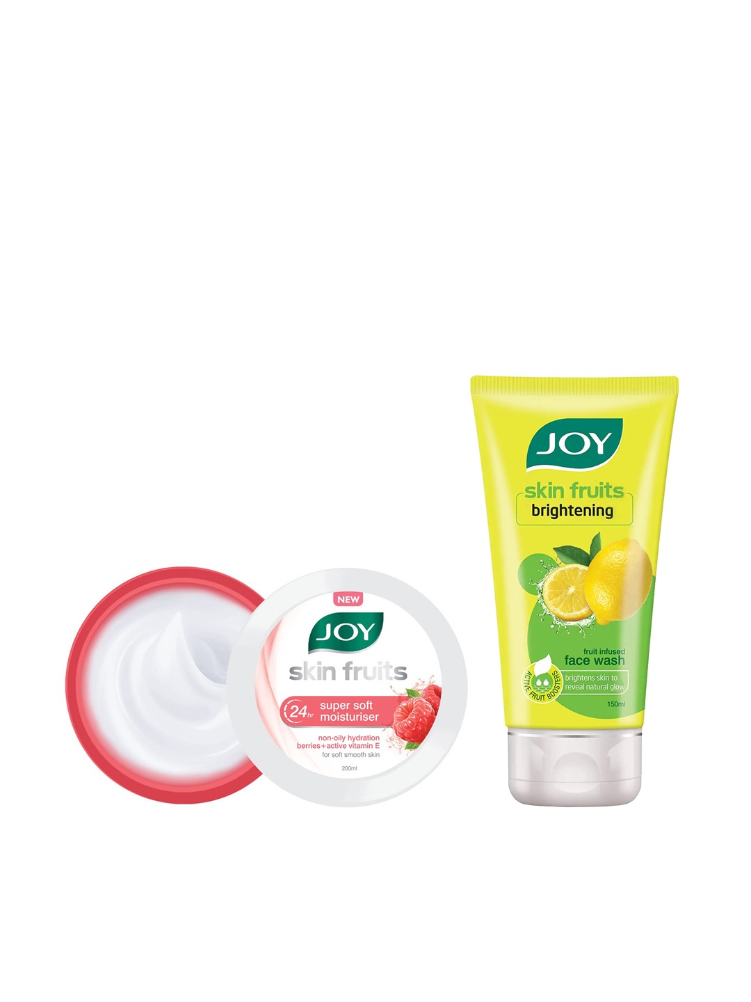 

JOY Skin Fruits 24Hr Super Soft Moisturizer 200ml & Lemon Brightening Face Wash 150ml, White