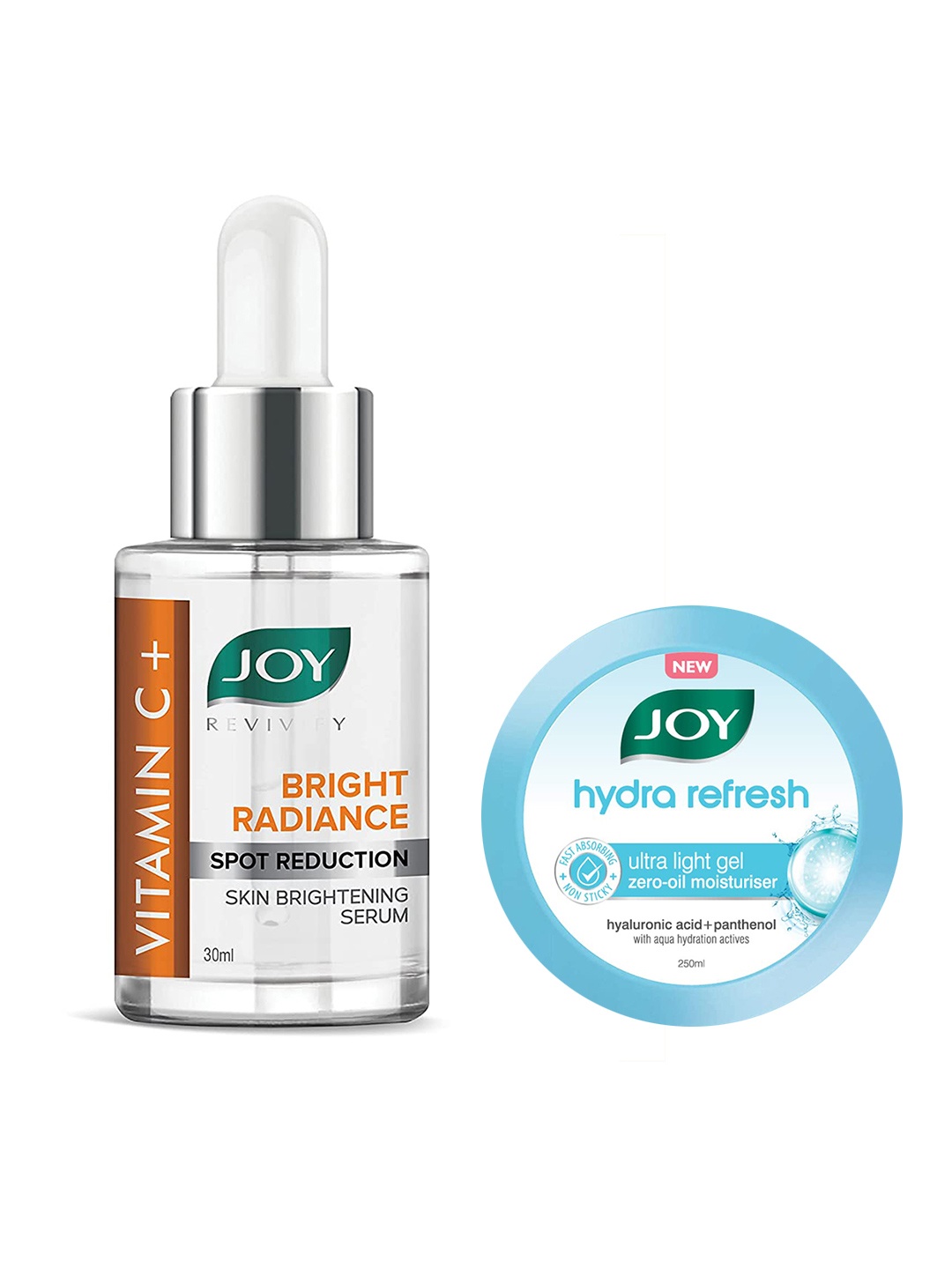 

JOY Revivify Vitamin C+ Face Serum 30ml & Hydra Refresh Ultra Light Gel Moisturizer 250ml, Blue