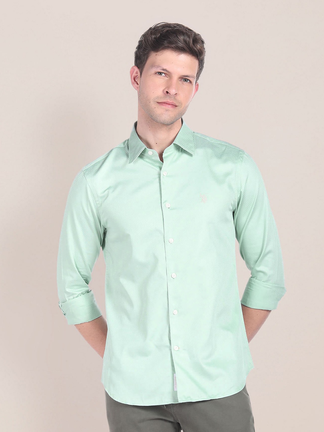 

U.S. Polo Assn. Cutaway Collar Casual Shirt, Green