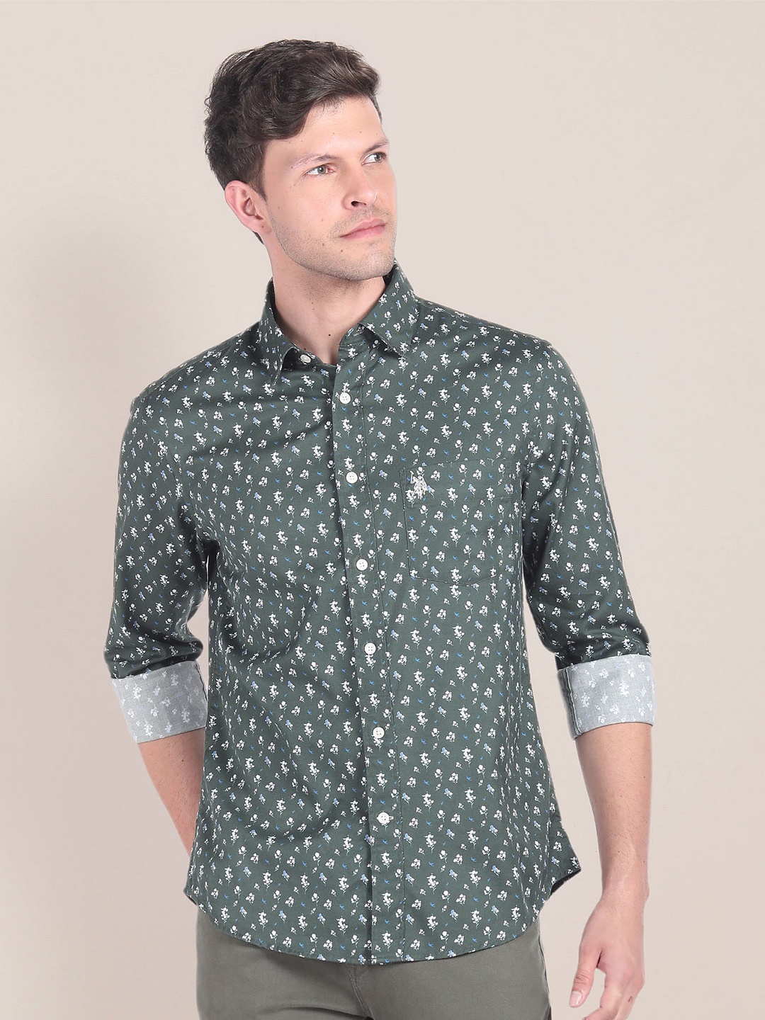 

U.S. Polo Assn. Floral Printed Casual Shirt, Green