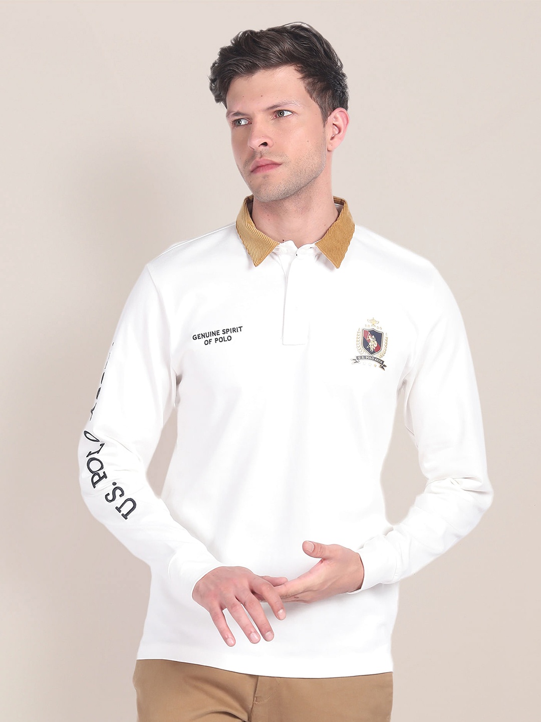 

U.S. Polo Assn. Typography Printed Polo Collar Pure Cotton T-shirt, White
