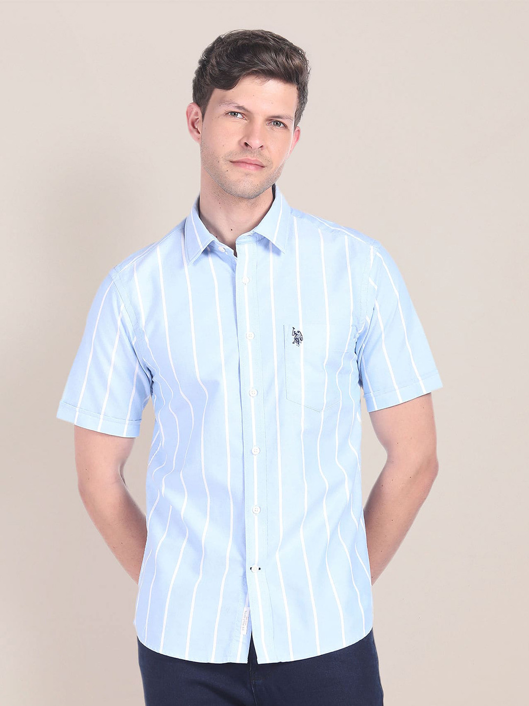 

U.S. Polo Assn. Striped Cotton Casual Shirt, Blue