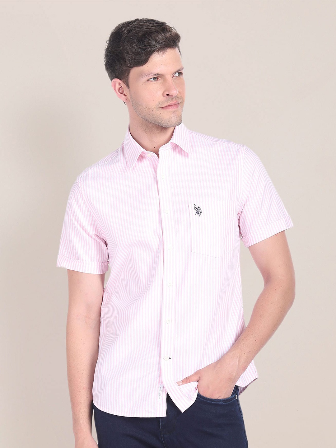 

U.S. Polo Assn. Vertical Striped Casual Shirt, Pink