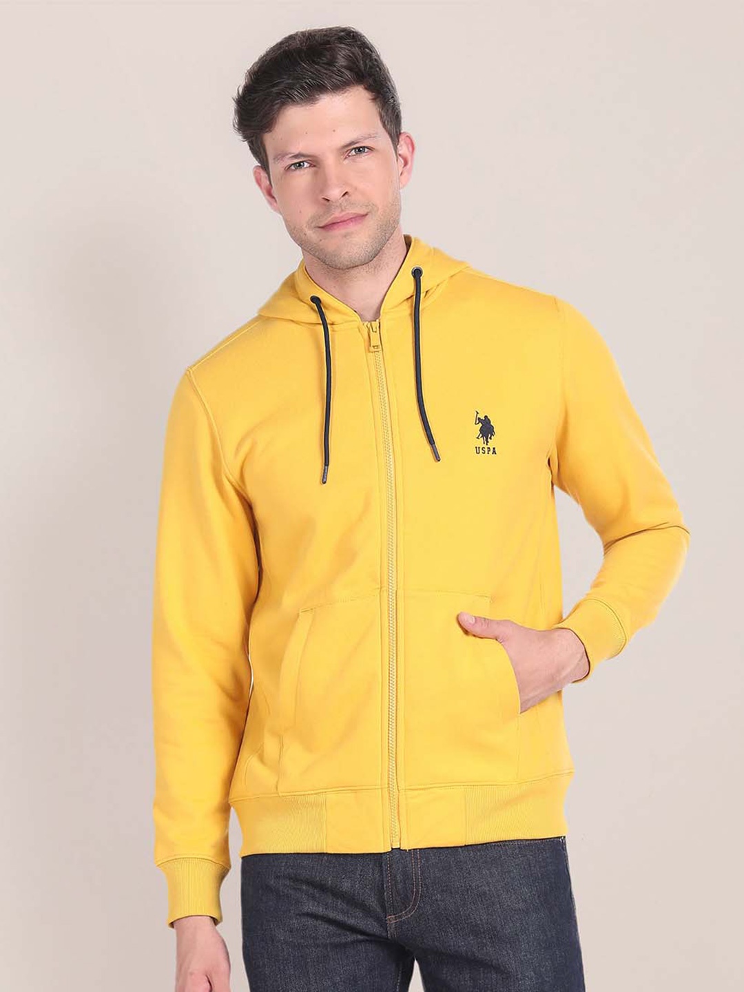 

U.S. Polo Assn. Hooded Front-Open Sweatshirt, Yellow