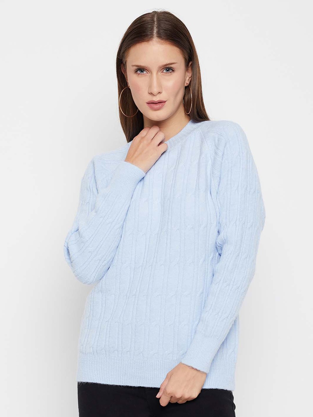 

Camey Cable Knit Woollen Pullover, Blue