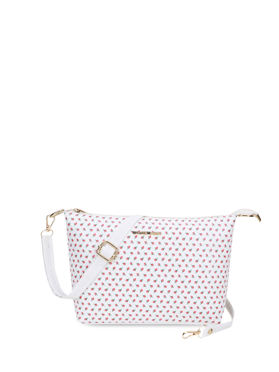 

WOMEN MARKS Floral Printed Structured Sling Bag, White