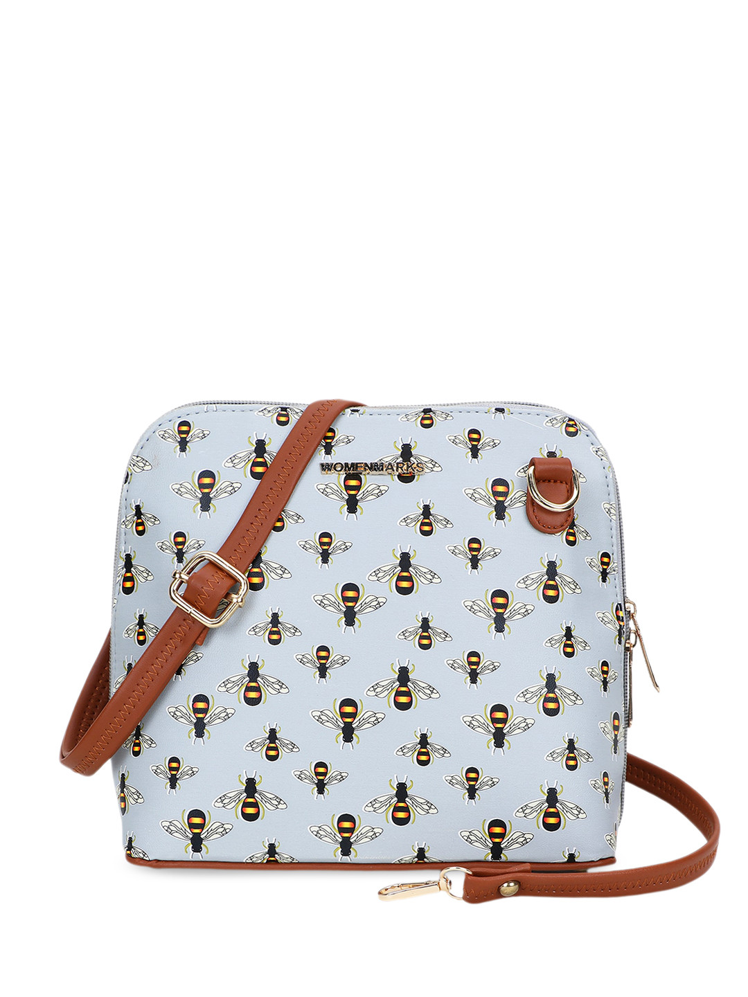 

WOMEN MARKS Graphic Printed Structured Sling Bag, White