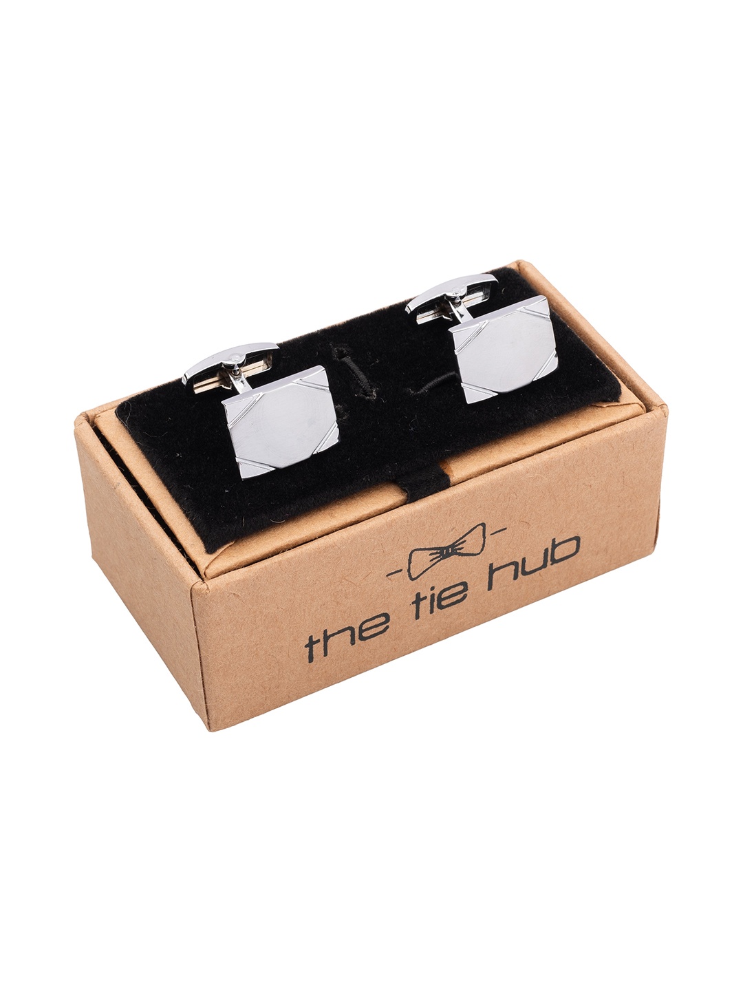 

The Tie Hub Square Rhodium-Plated Brass Cufflink, Silver