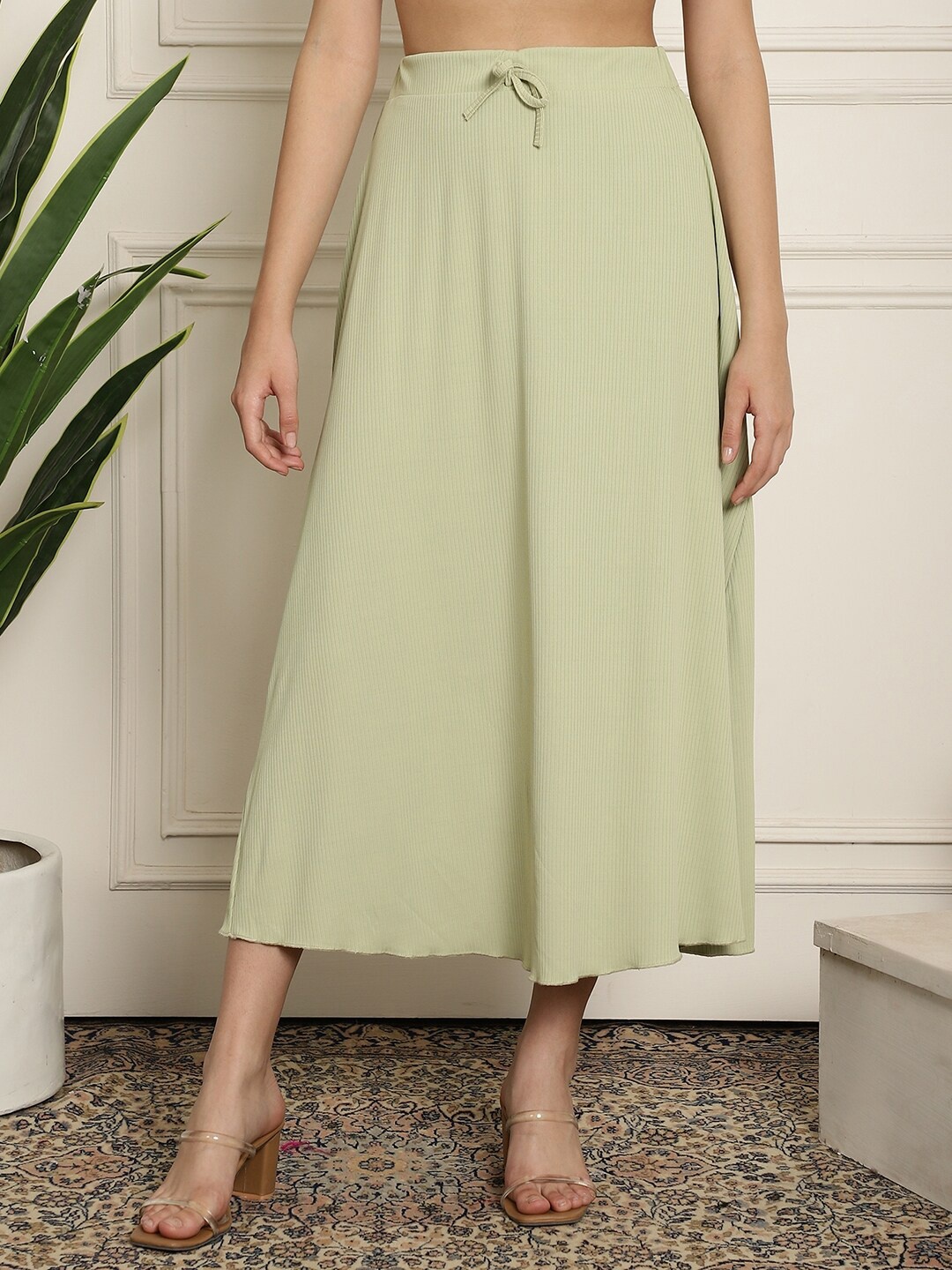

NEUDIS Flared Midi Skirts, Green