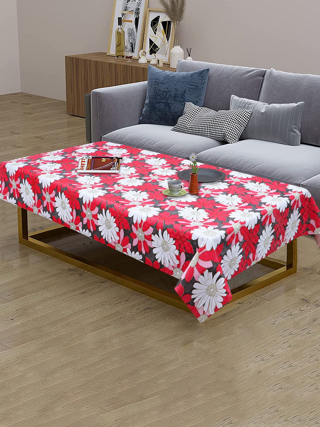 

Dakshya Industries Red & White Floral Printed Rectangular 4-Seater Table Cover