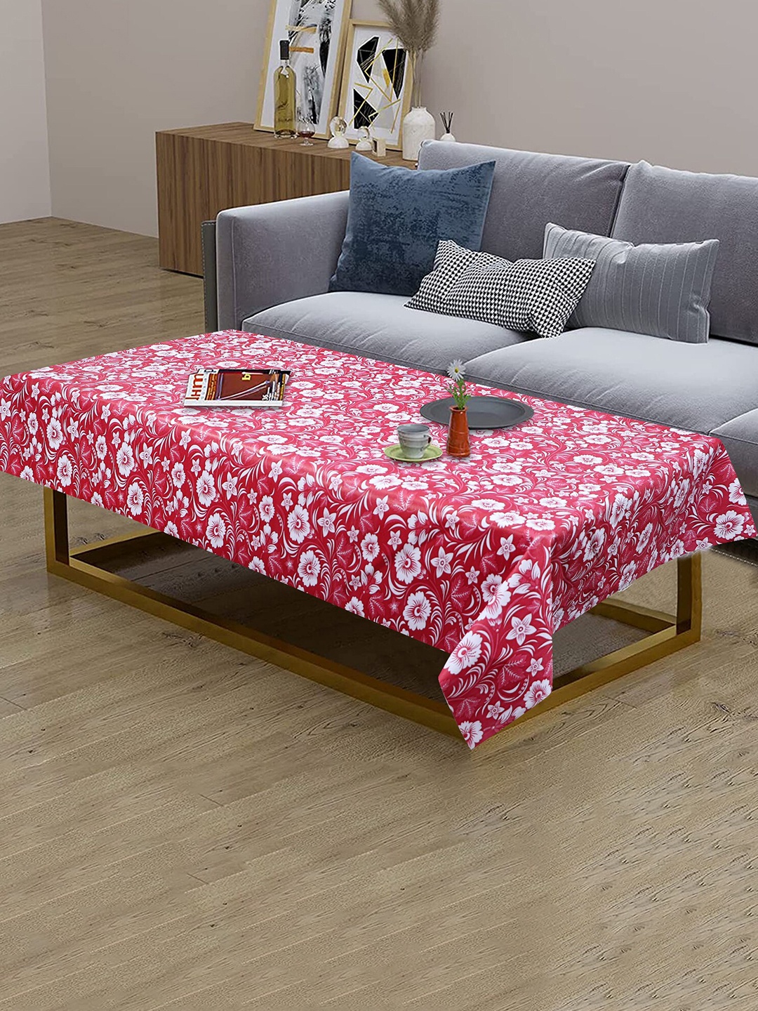

Dakshya Industries Maroon-Coloured & White Printed Rectangular 4-Seater Table Cover