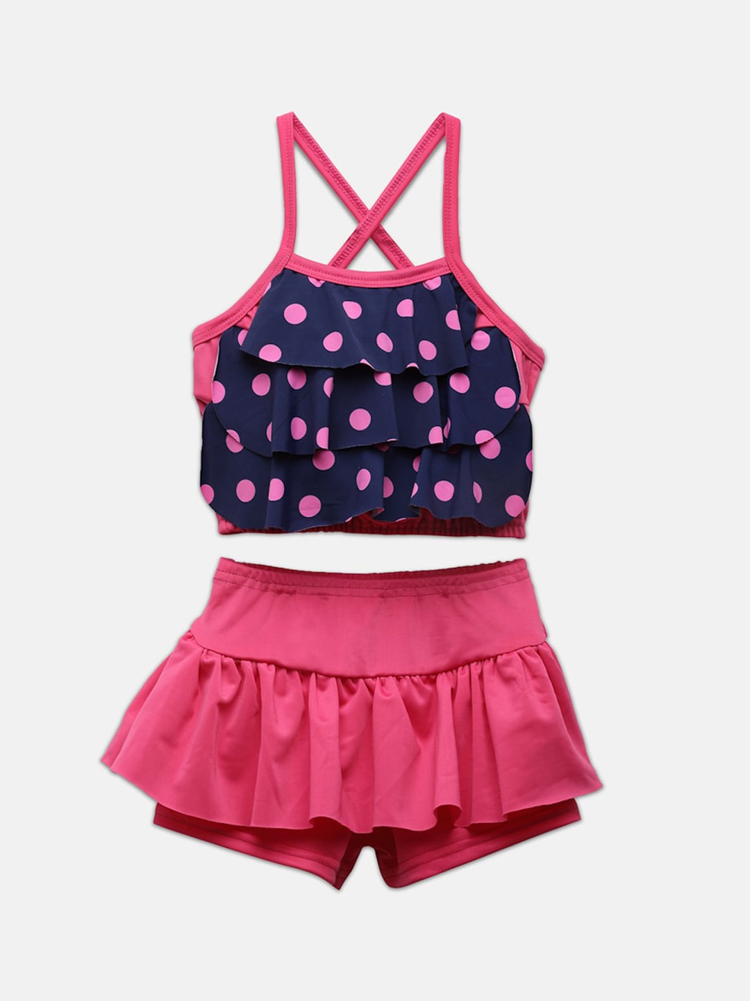 

CUKOO Girls Geometric Printed Swim Set, Purple