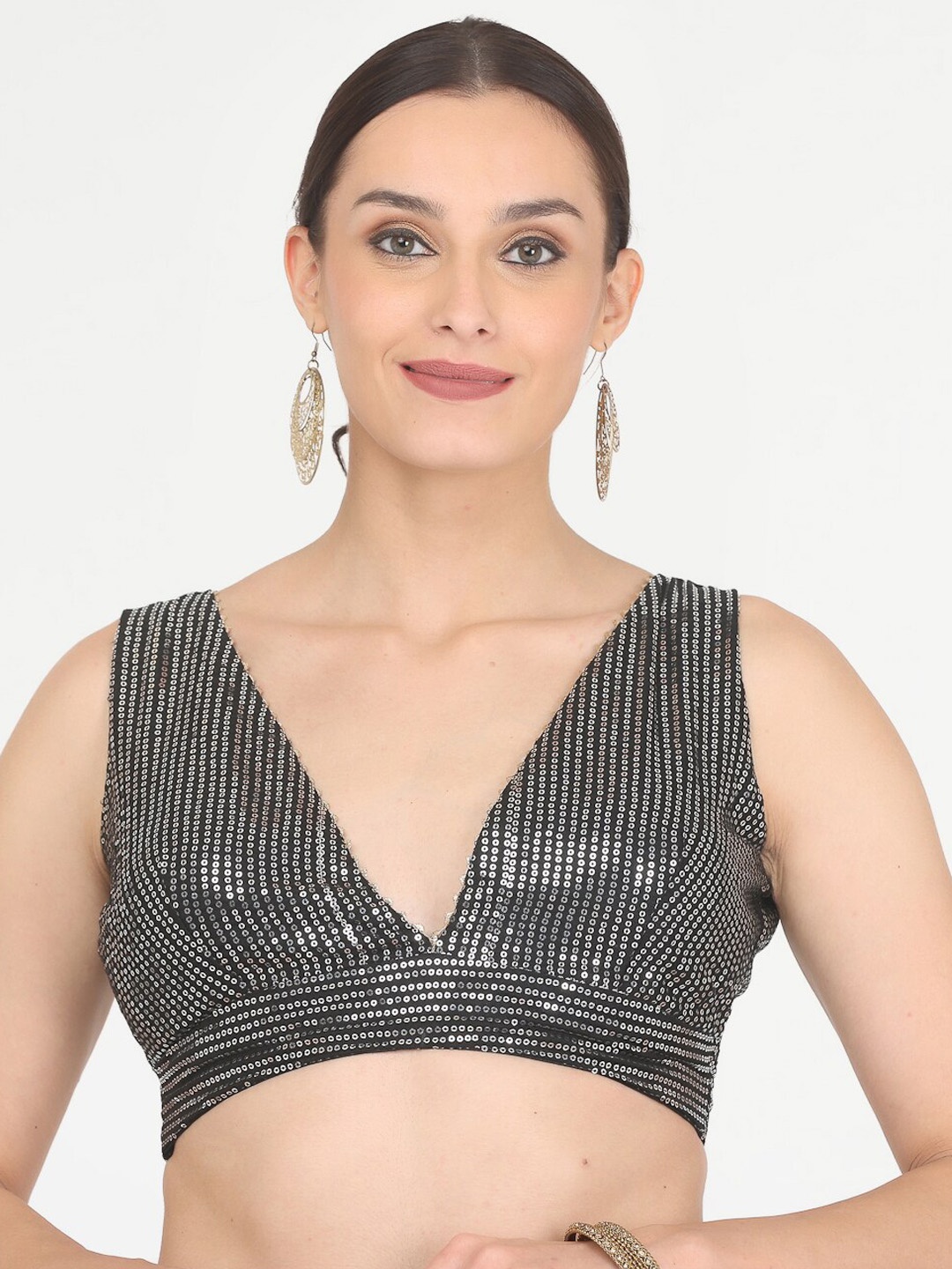 

KAANCHIE NANGGIA Embellished Sequinned Saree Blouse, Black