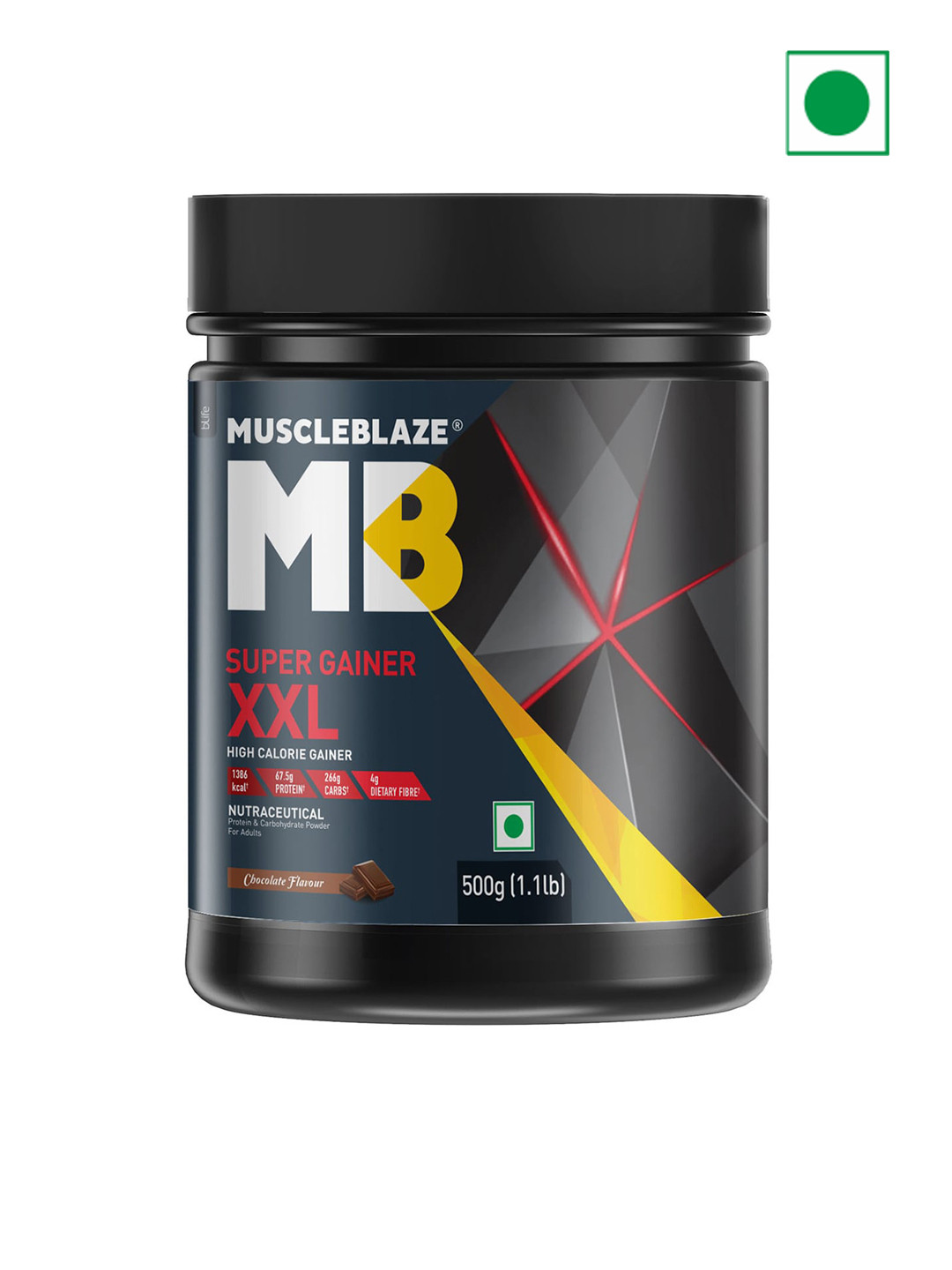 

MuscleBlaze Super Gainer XXL Powder - 500 g, Black
