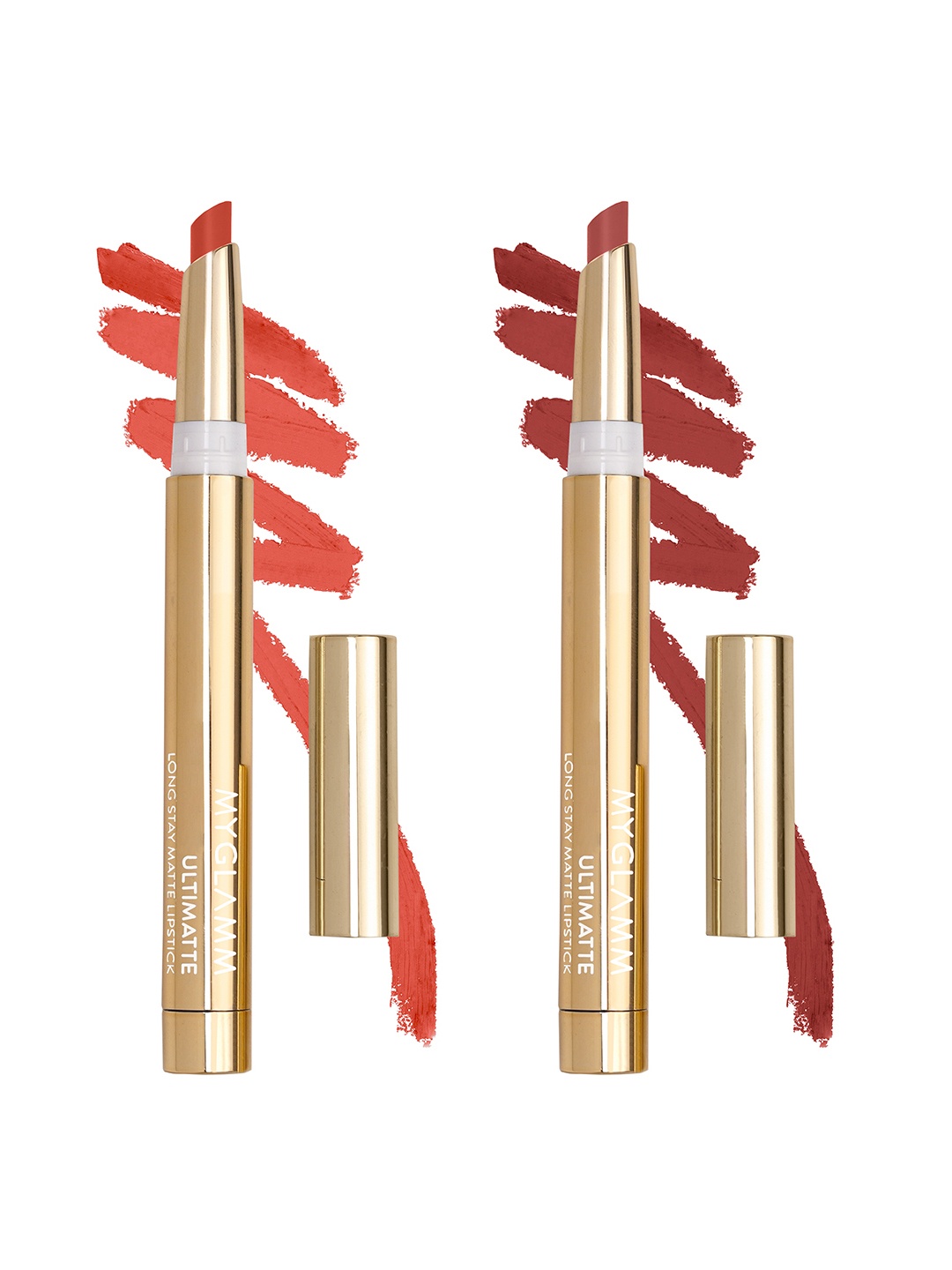 

MyGlamm Ultimatte Long Stay Matte Lipstick Duo 1.3g each - Trophy & Foxy, Pink